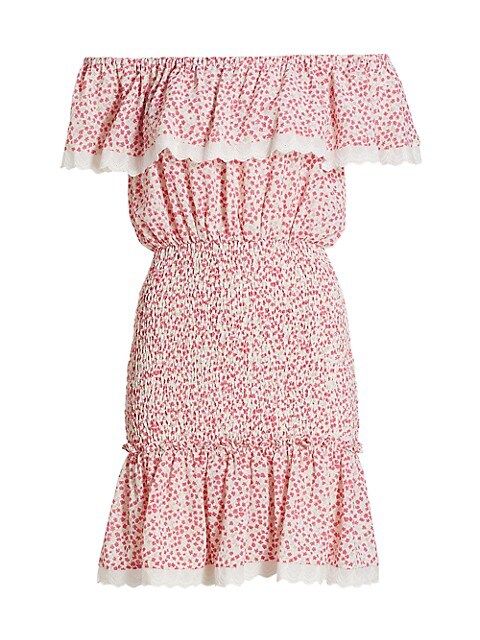 stellah Off-The-Shoulder Smocked Minidress | Saks Fifth Avenue