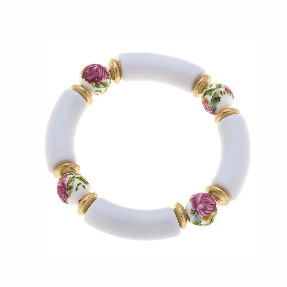 Lelani Porcelain Rose Bead Resin Disc Bracelet | Sea Marie Designs
