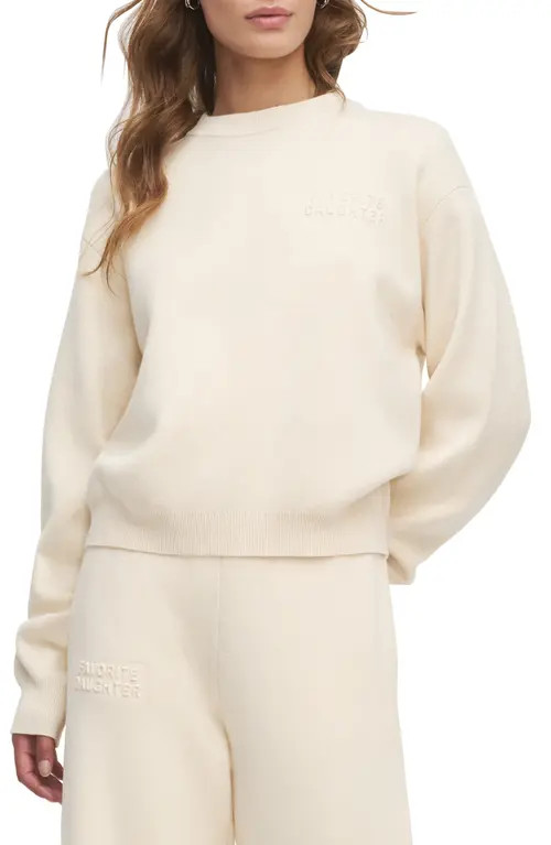 Favorite Daughter Fatigue Sisters Cotton & Cashmere Sweatshirt in Cream at Nordstrom, Size Large | Nordstrom