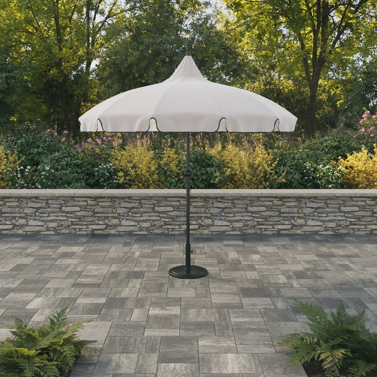My Texas House 9ft Outdoor Round Market Patio Umbrella with White Canopy and Black Trim | Walmart (US)