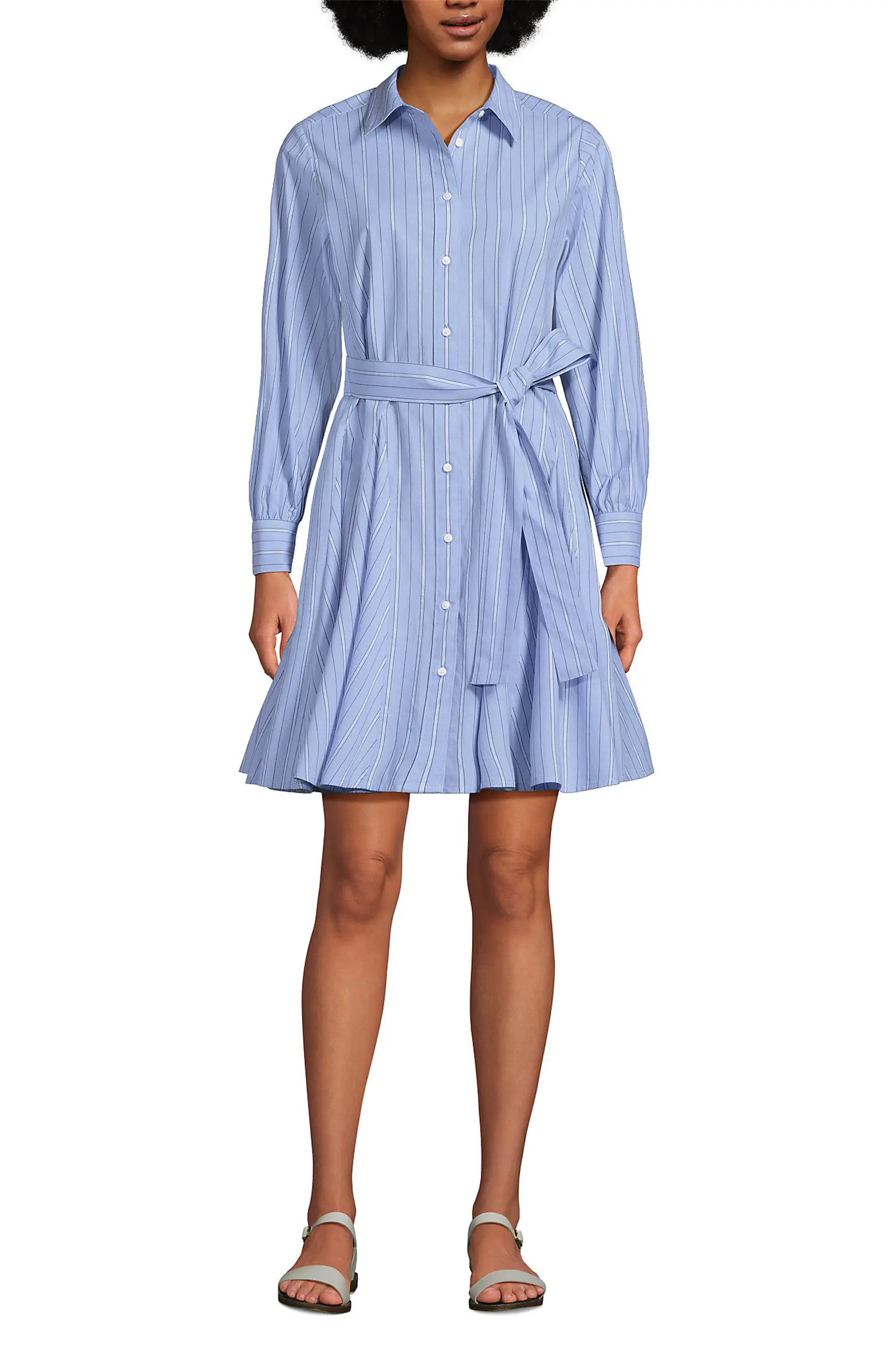 Lands' End Poplin Button Front Dress with Godets (Women) | Nordstrom | Nordstrom