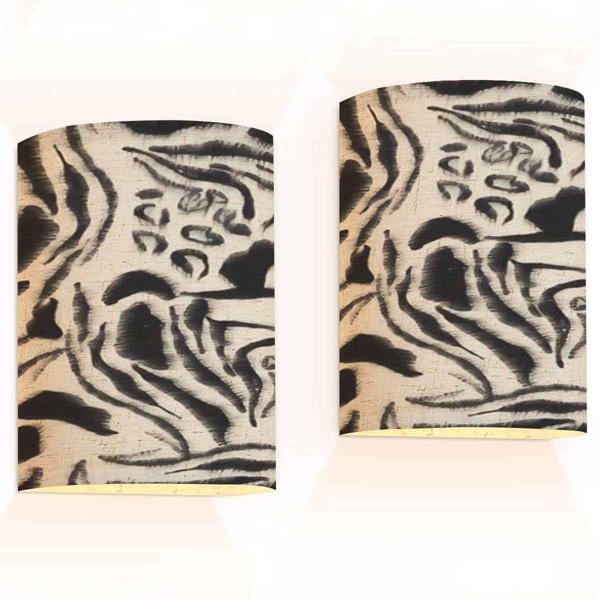 Wall Sconces Set of Two Battery Operated Seamless Zebra Skin Pattern for Fabric Print Wireless Plug in Wall Lights Fixtures Remote Dimmable for Bedroom Living Room Hallway | Amazon (US)