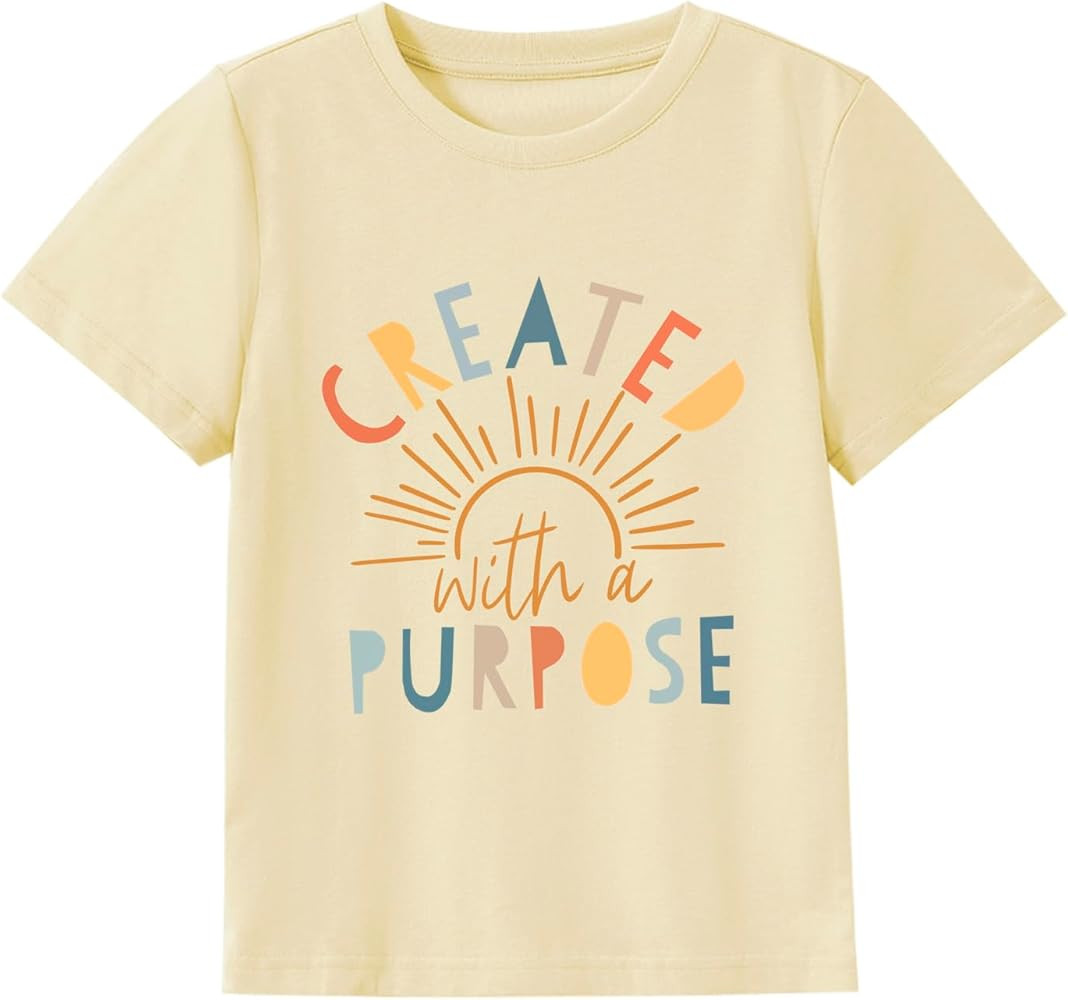 Kids Christian Shirt Toddler Created with a Purpose Shirt Boys Girls Bible Verse Religious Clothe... | Amazon (US)