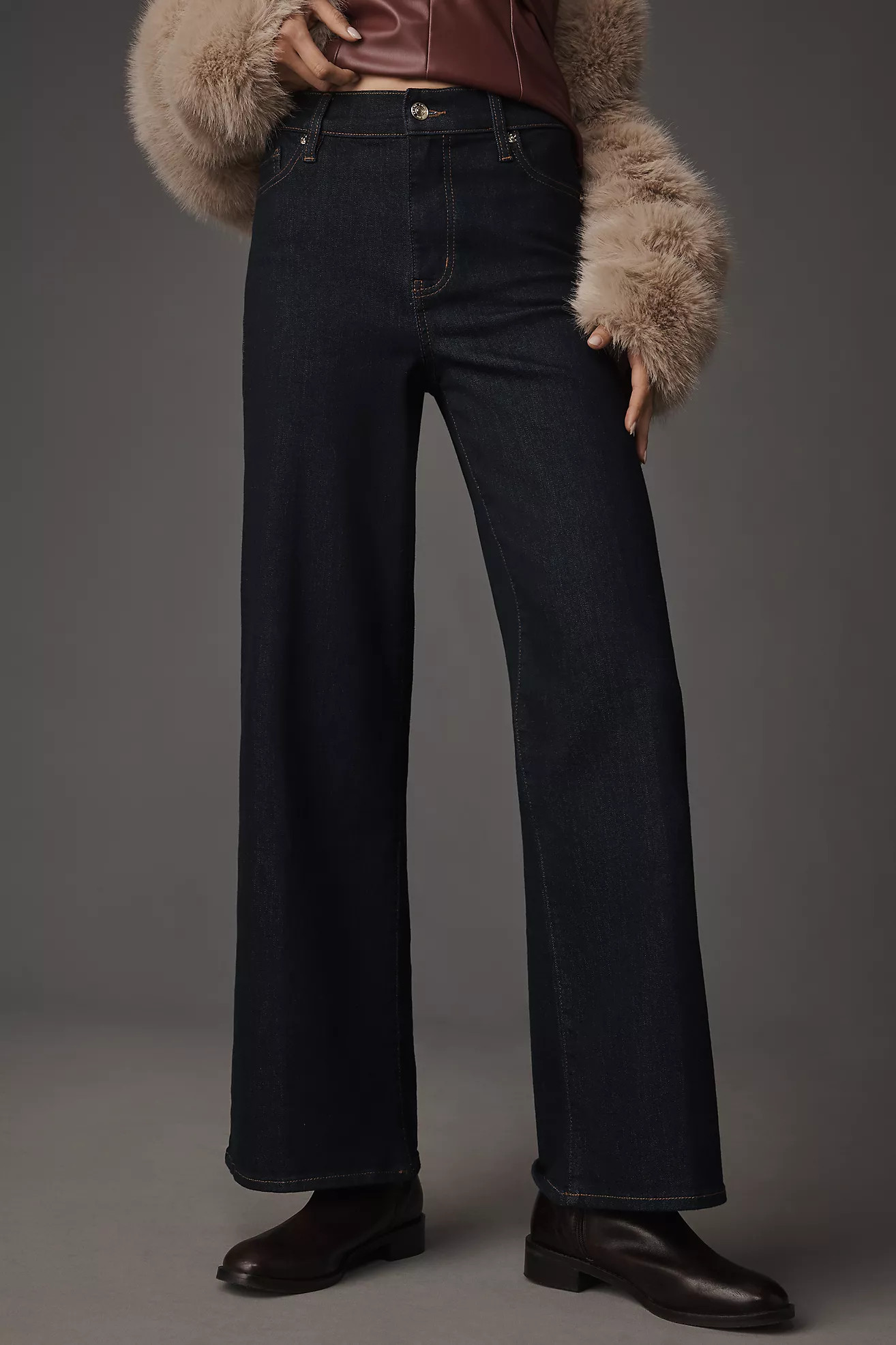 FRAME Le Slim Palazzo High-Rise Wide-Leg Jeans | Anthropologie (US)