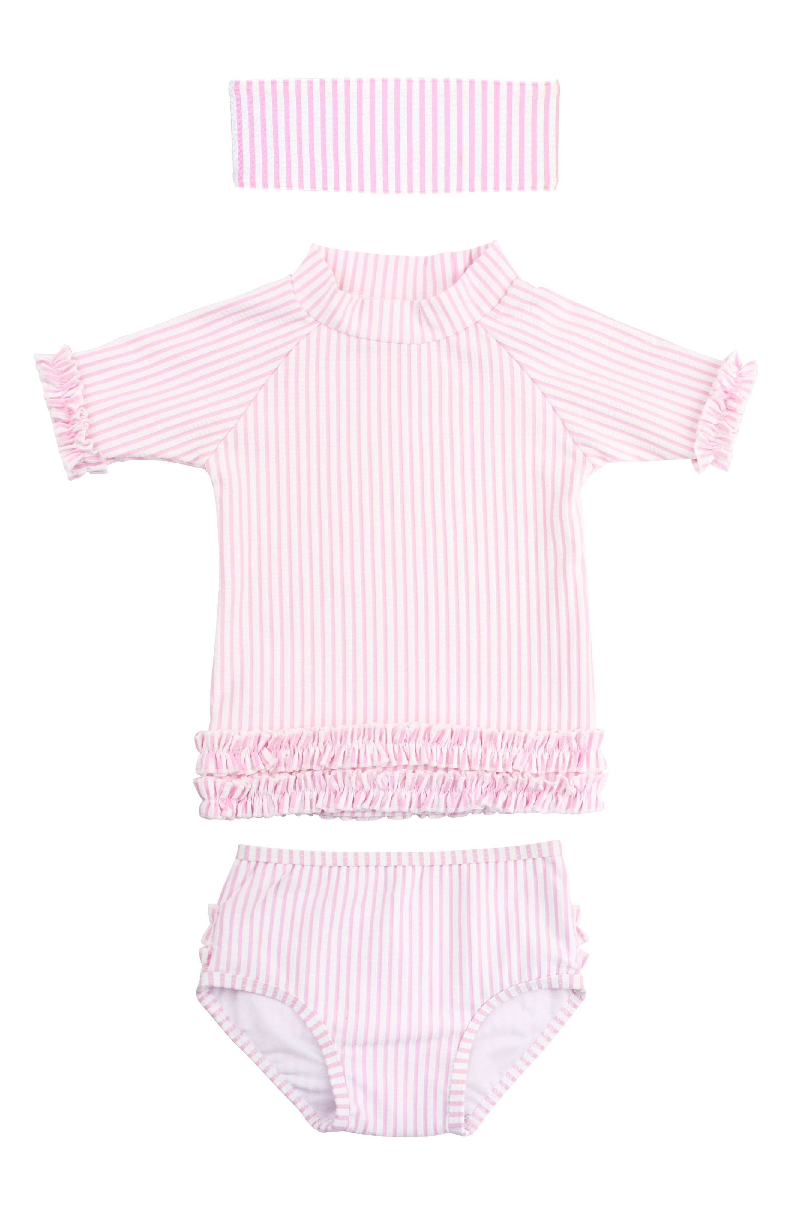 Infant Girl's Rufflebutts Rashguard Two-Piece Swimsuit & Head Wrap Set | Nordstrom