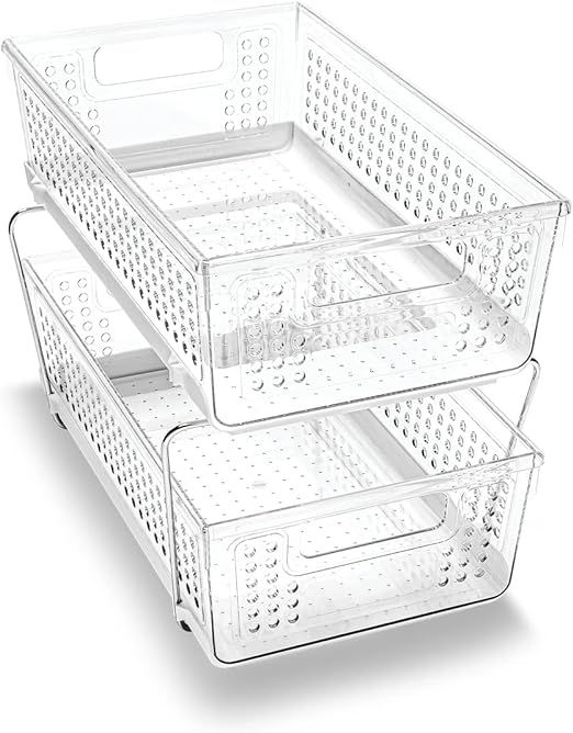 Madesmart 2-Tier Plastic Multipurpose Organizer with Divided Slide-Out Storage Bins, Under Sink a... | Amazon (US)
