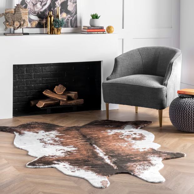 Brown Faux Cowhide 5' 9" x 7' 7" Area Rug | Rugs USA