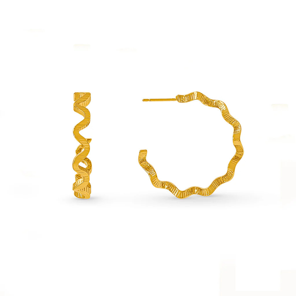 Textured Wave Large Hoop Earrings | Orelia