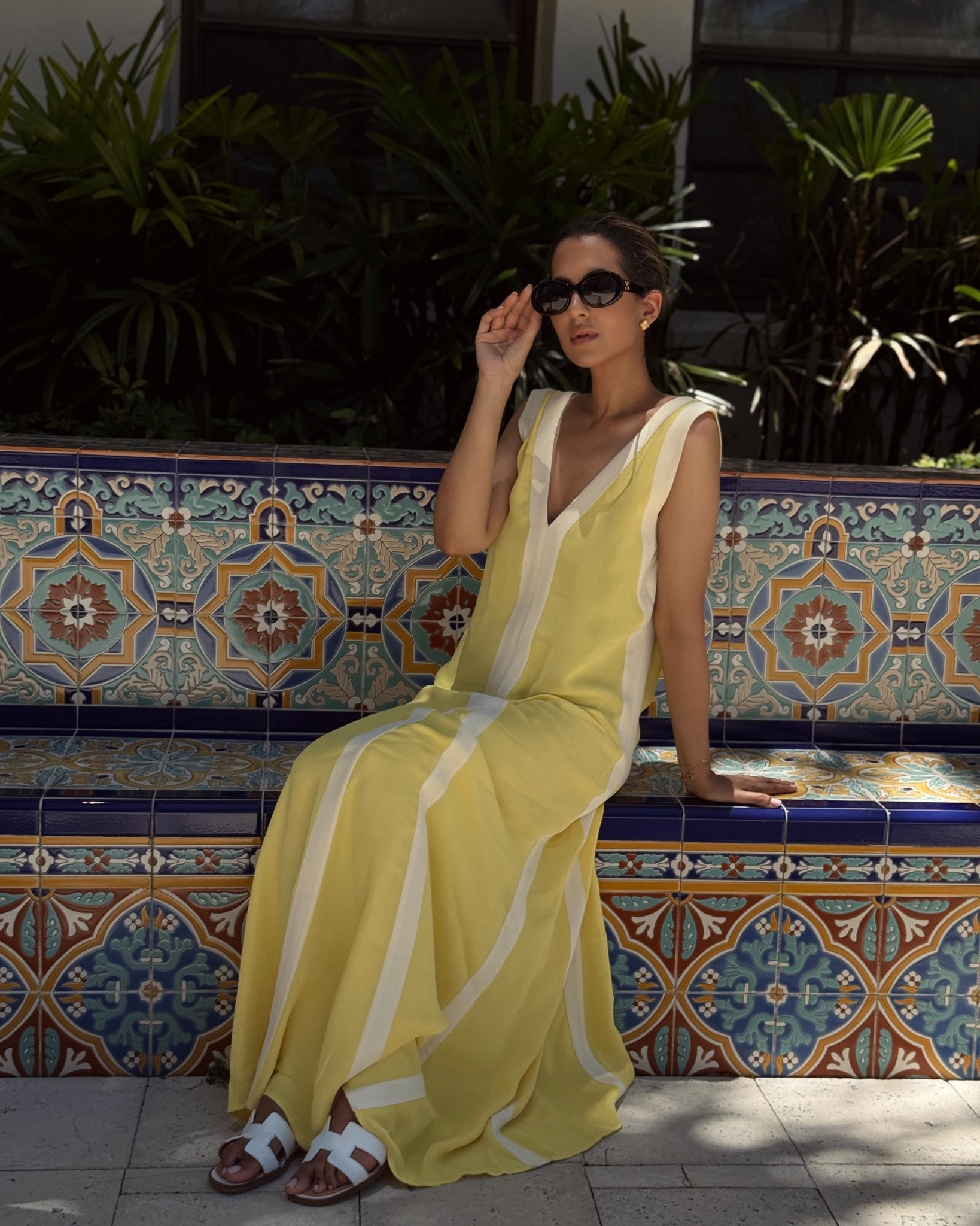 Sunglasses - linked 
Dress - linked size xs 
Sandals - Hermes Oran 

#LTKTravel #LTKWedding #LTKSeasonal