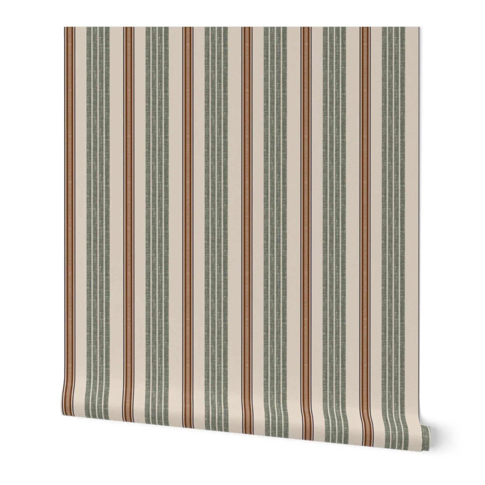 Wordly Textured Linen Stripe Wallpaper Olive_removable Smooth Pre-pasted or Peel and Stick Faux W... | Etsy (US)