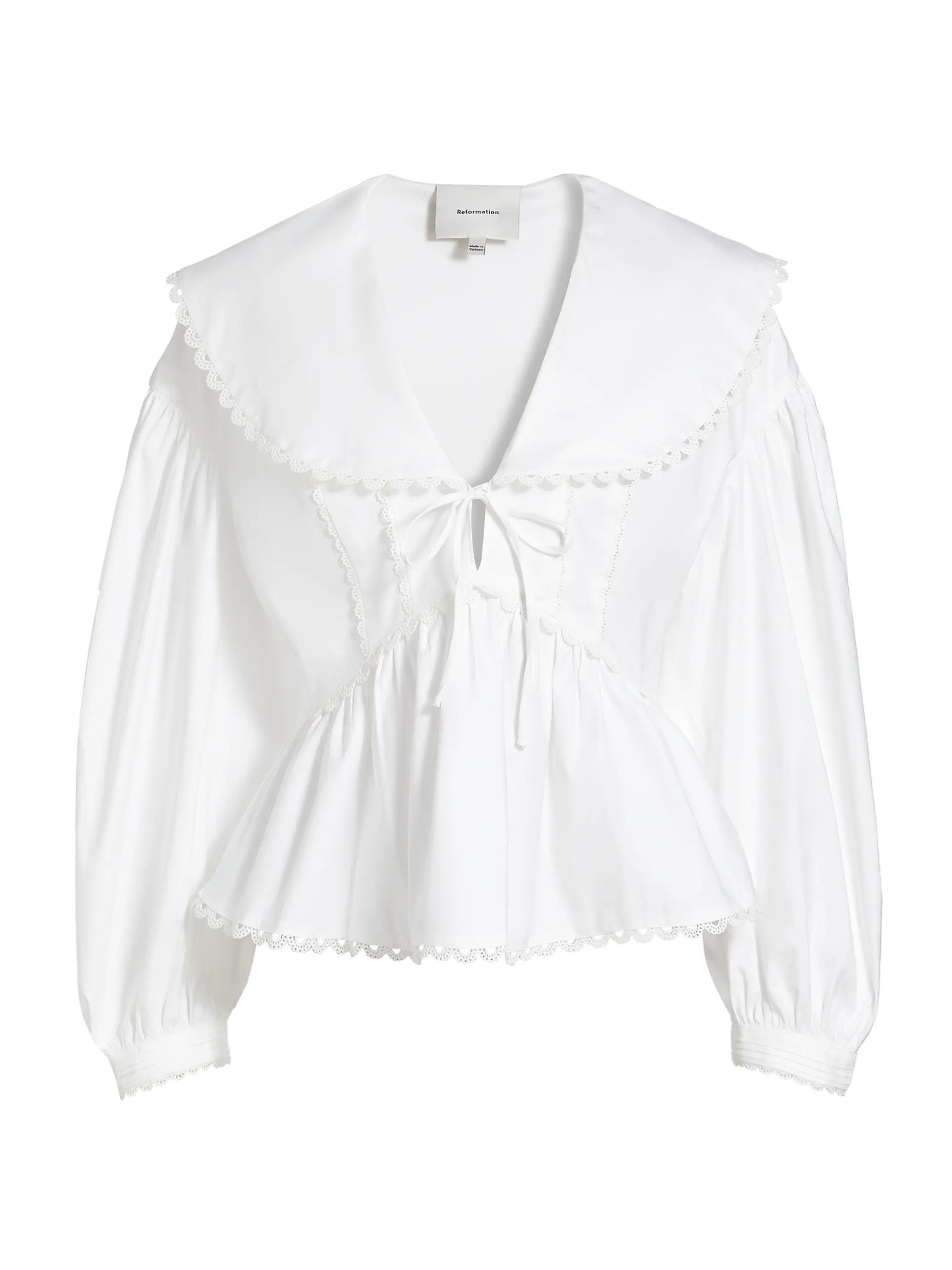Renna Lace-Trimmed Stretch Poplin Top | Saks Fifth Avenue