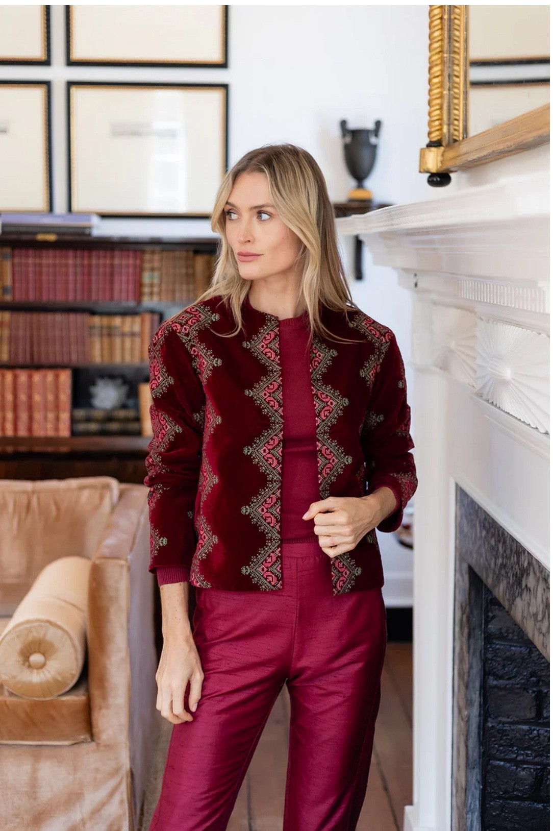Julia Amory Velvet Jam Jacket is a stunner! Colors in Bordeauz and Saffron! Flying off the shelves 

#LTKStyleTip #LTKHoliday #LTKParties