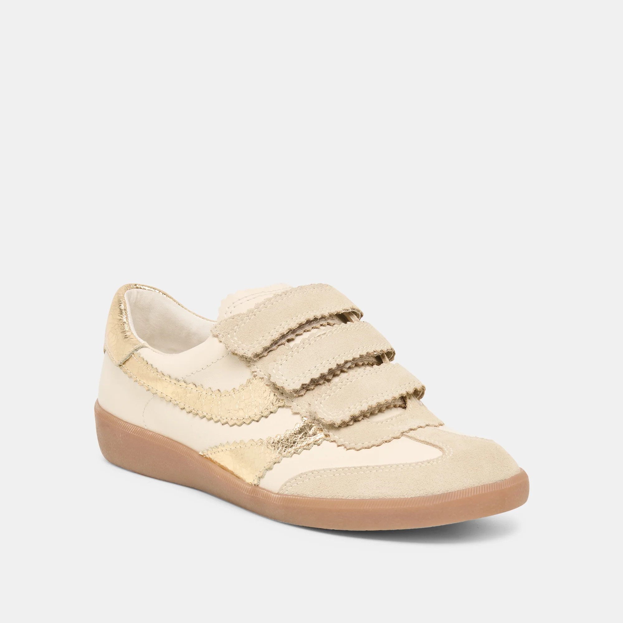 Merit Velcro White Gold Leather Sneakers | Dolce Vita | DolceVita.com