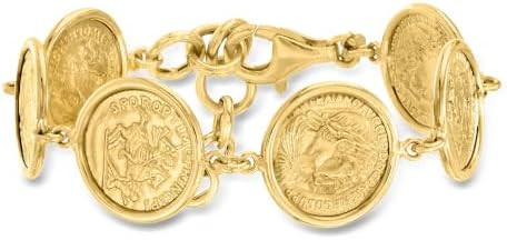Ross-Simons Italian 18kt Gold Over Sterling Replica Coin Bracelet. 7 inches | Amazon (US)