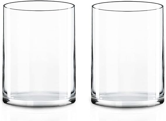 CYS Excel 2 PCS Clear Glass Cylinder Vase (D:6" H:8") | Multiple Size Choices Glass Flower Vase C... | Amazon (US)