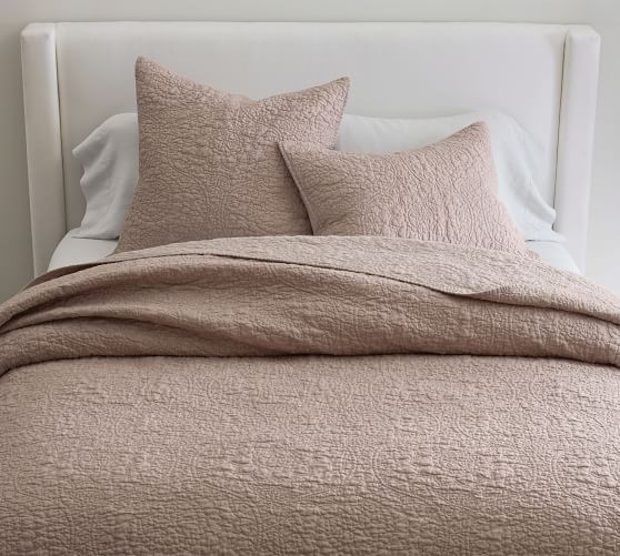 Belgian Flax Linen Floral Stitch Quilt | Pottery Barn (US)