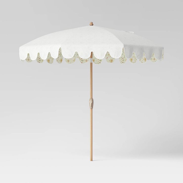 9&#39;x9&#39; Scalloped Outdoor Market Umbrella Ivory - Threshold&#8482; designed with Studio McG... | Target