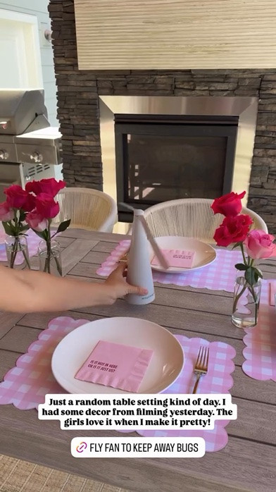 FLY FAN TO KEEP AWAY BUGS! Just a random table setting kind of day. I had some decor from filming yesterday. The girls love it when I make it pretty!

#LTKsummer #LTKhome