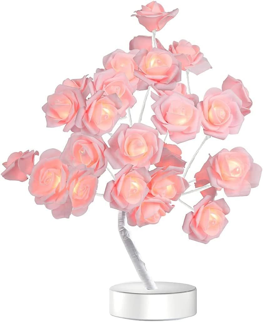 Table Lamp Rose Flower Desk Tree Lamp Gift for Girls Women Teens Home Décor for Wedding Christma... | Amazon (US)