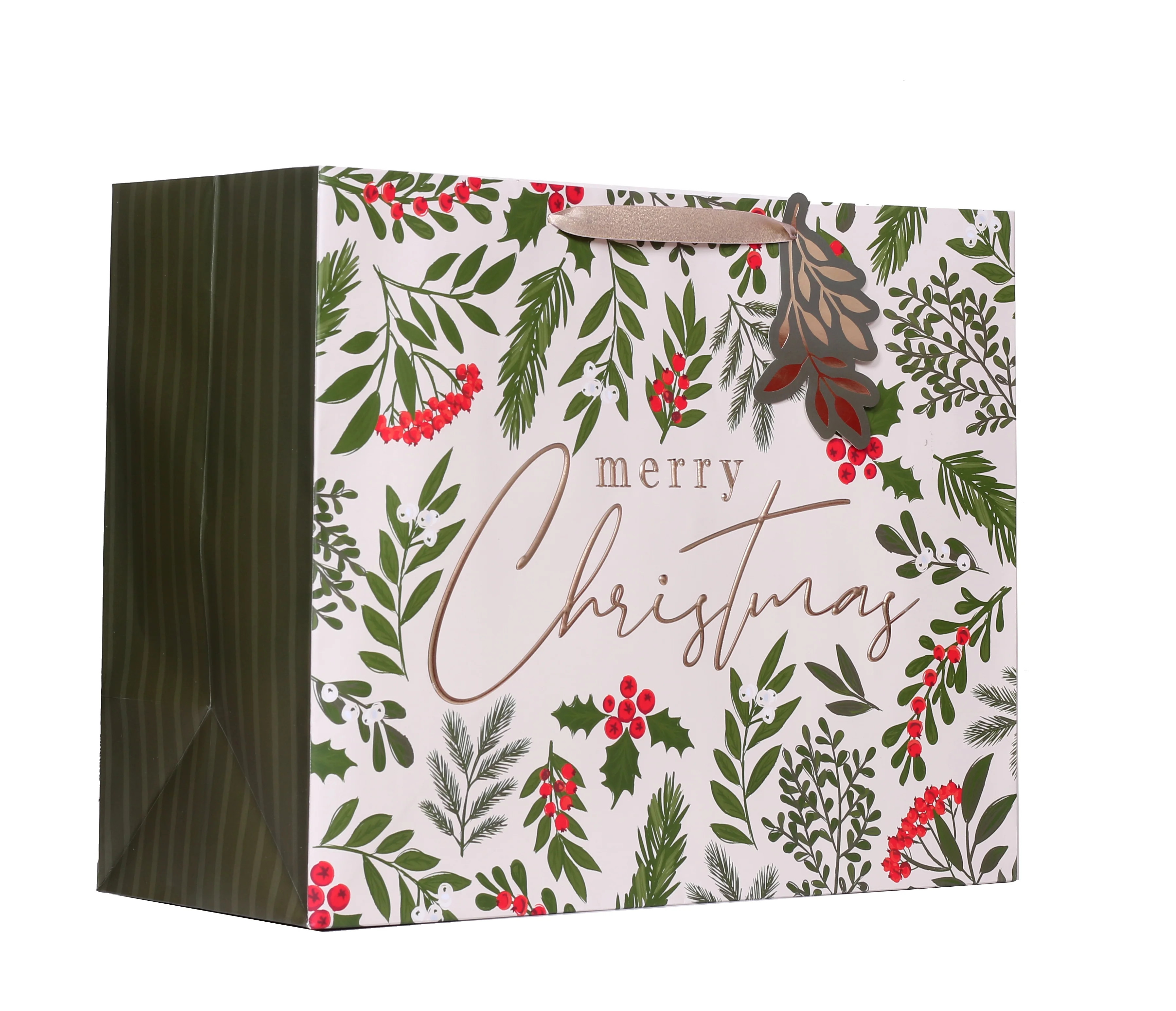 Extra Large Vogue Green Botanical Christmas Gift Bag (16" x 12.75") by My Texas House | Walmart (US)
