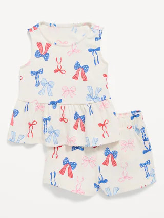 Printed Sleeveless Peplum Top and Shorts Set for Toddler Girls | Old Navy (US)