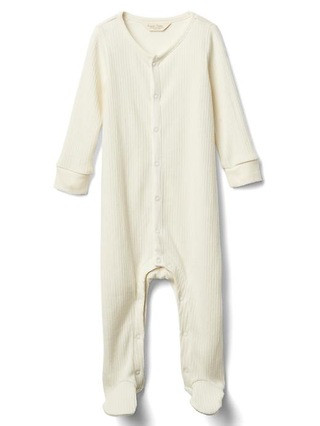 Gap Organic Rib Footed One Piece Size 0-3 M - Ivory frost | Gap US