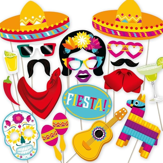 Fiesta Photo Booth Props by PartyGraphix. Perfect for Mexican Photo Booth Props Stand. Fiesta Par... | Amazon (US)