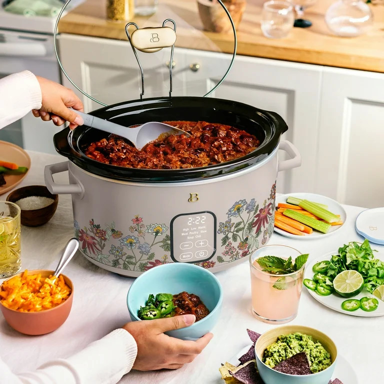 Beautiful 6 Qt Programmable Slow Cooker, Wildflower Porcini Taupe by Drew Barrymore | Walmart (US)
