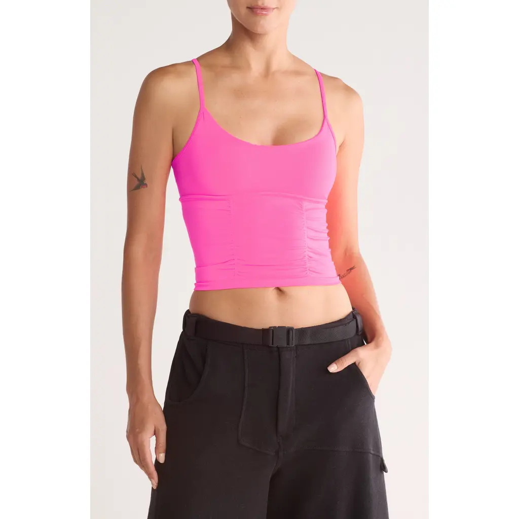 Free People FP Movement Shirred Crossback Camisole in Flamingo Fizz at Nordstrom Rack, Size X-Large | Nordstrom Rack