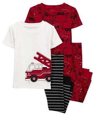 Toddler Carter's Toddler Boys Firetruck 100% Snug Fit Cotton Pajamas, 4 Piece Set | Macy's