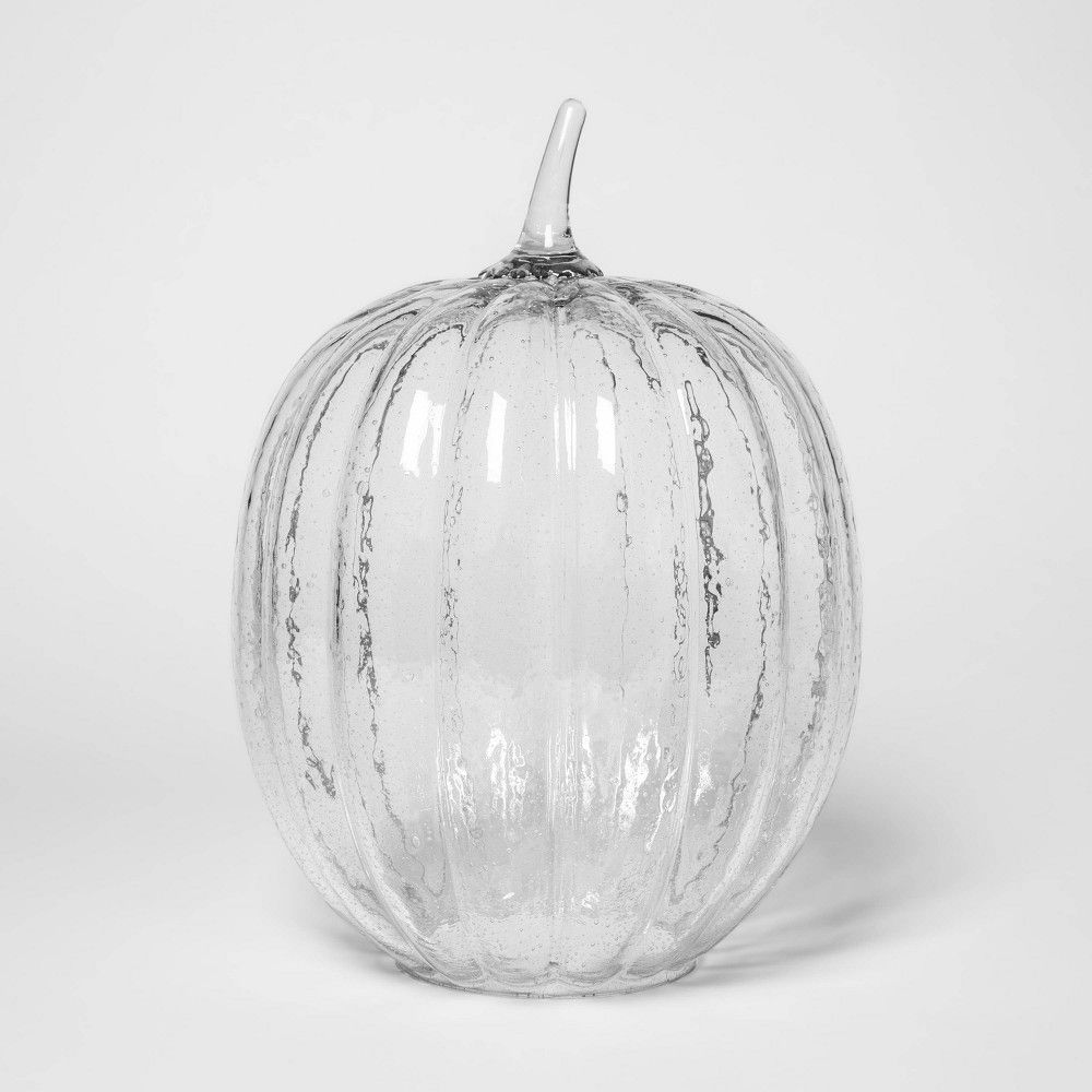 13.7"" x 10"" Bubble Glass Pumpkin Clear - Threshold | Target
