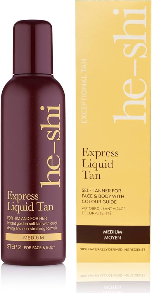 He-Shi Express Liquid Fake Tan - Medium, 150ml | Instant quick-dry formula with a tropical scent.... | Amazon (UK)