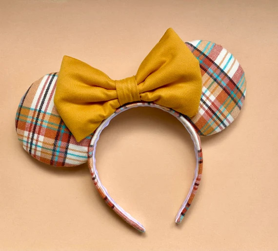Fall Ears Golden Plaid Flannel Mouse Ears  Autumn Ears  - Etsy | Etsy (US)