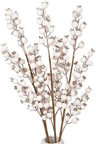 3 Pcs Artificial White Berry Stems Christmas Berry Branches for Flower Arrangements and Home DIY ... | Amazon (US)