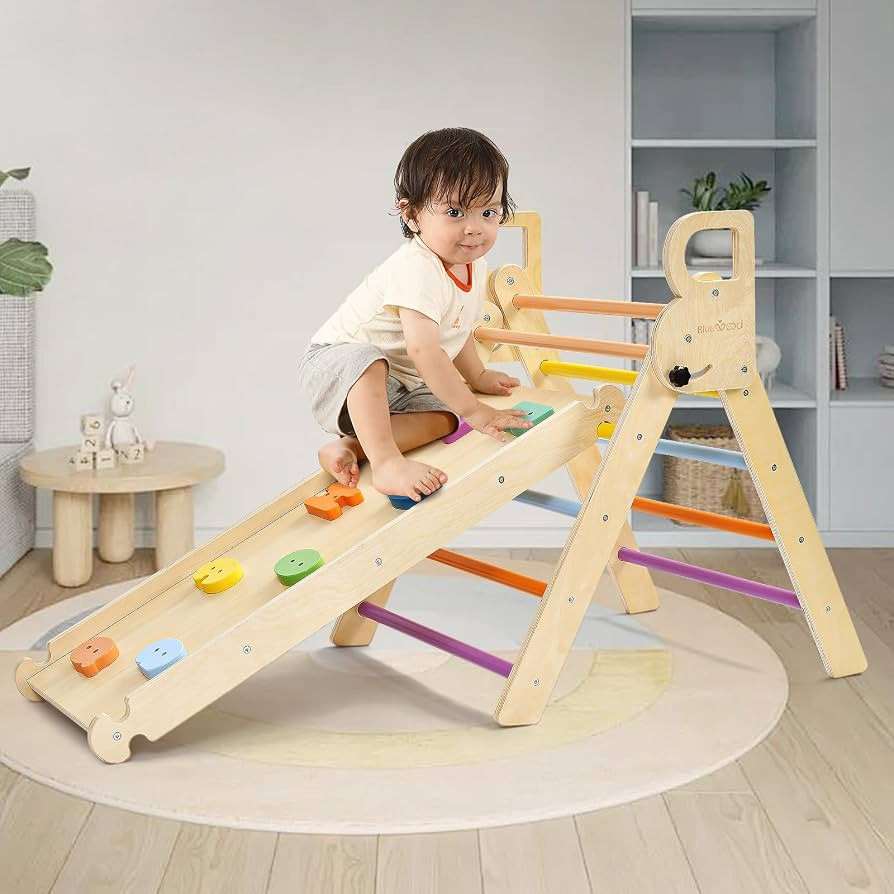 BlueWood Pikler Triangle Set for Toddlers Montessori Climbing Toys Foldable Baby Climber with Ram... | Amazon (CA)