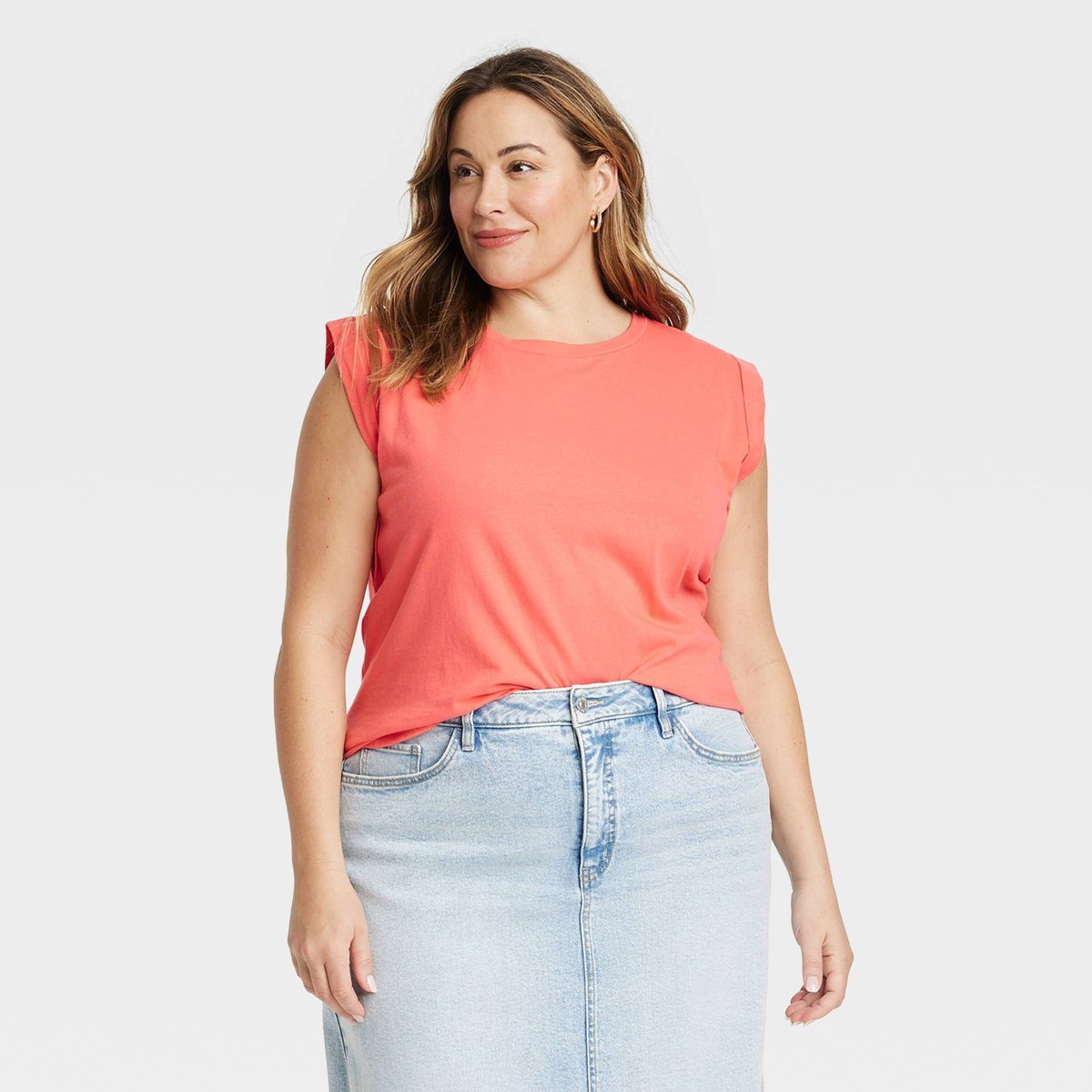 Women's Slim Fit Cuffed Sleeve Tank Top - Ava & Viv™ | Target