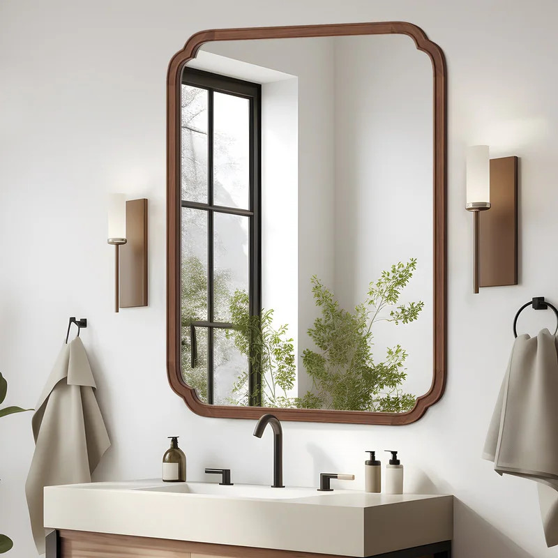 Decorative Scalloped Corner Rectangle Farmhouse Style Wall Mirror - On Sale - Overstock - 3830663... | Overstock