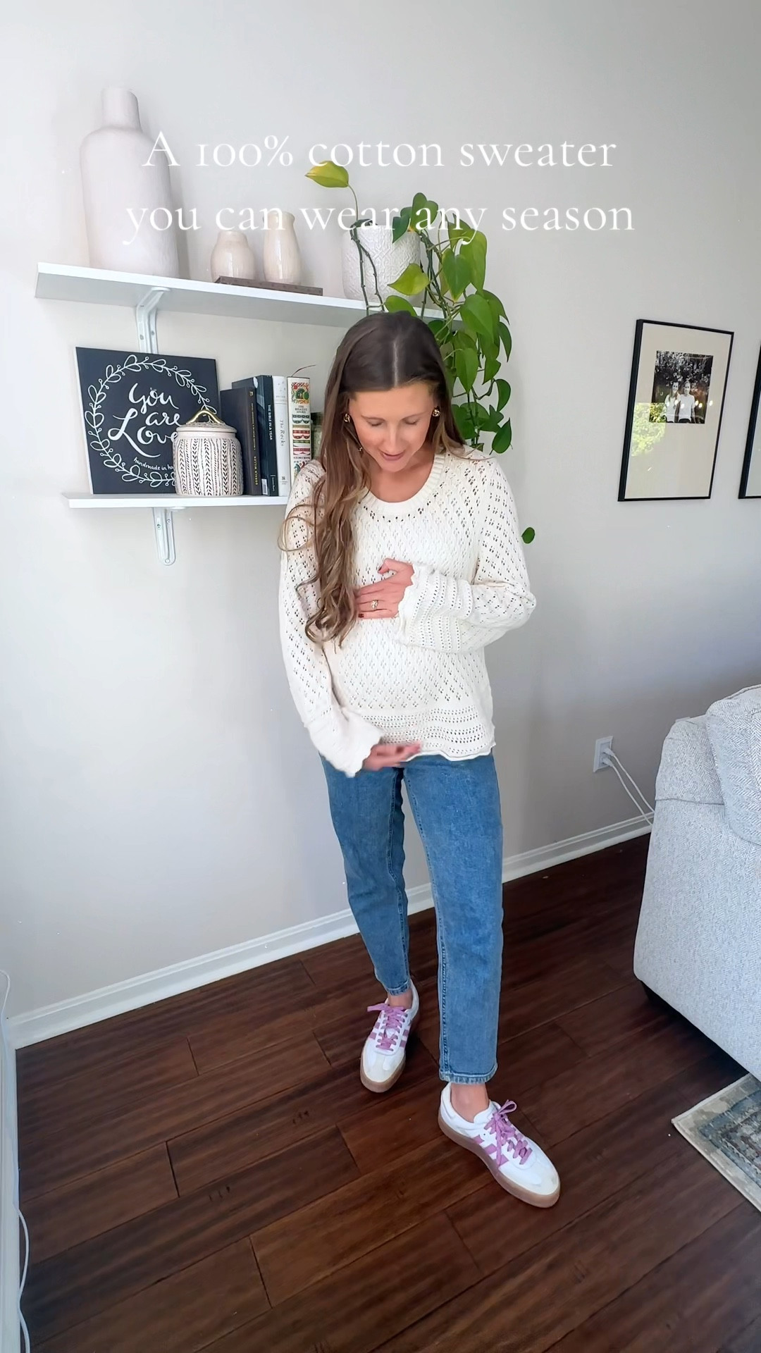 Wearing size medium in this sweater at 34 weeks pregnant!! Currently on sale the cheapest I have seen it. Run don’t walk ‼️🚨

#LTKBump