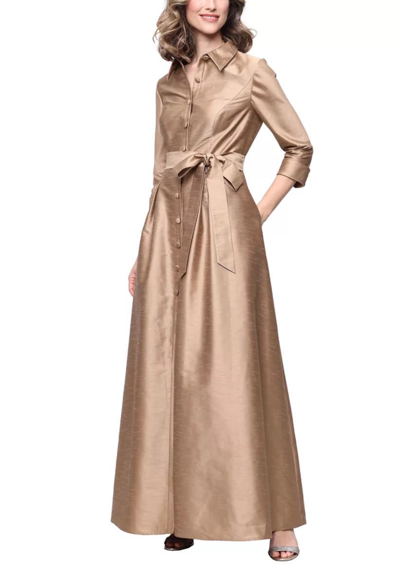 Women's Long Sleeve A-Line Shirtdress Gown | Belk