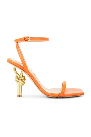 Bottega Veneta Knot Sandal in New Orange - Orange. Size 36.5 (also in 36, 40, 41). | FWRD 