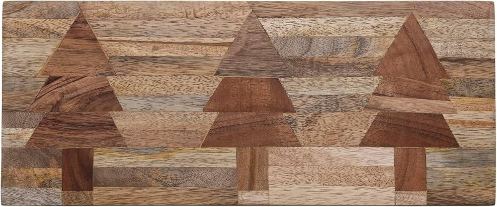 Creative Co-Op 14-1/2"L x 6" W Mango Wood Cheese/Cutting Board w/Inlaid Trees | Amazon (US)