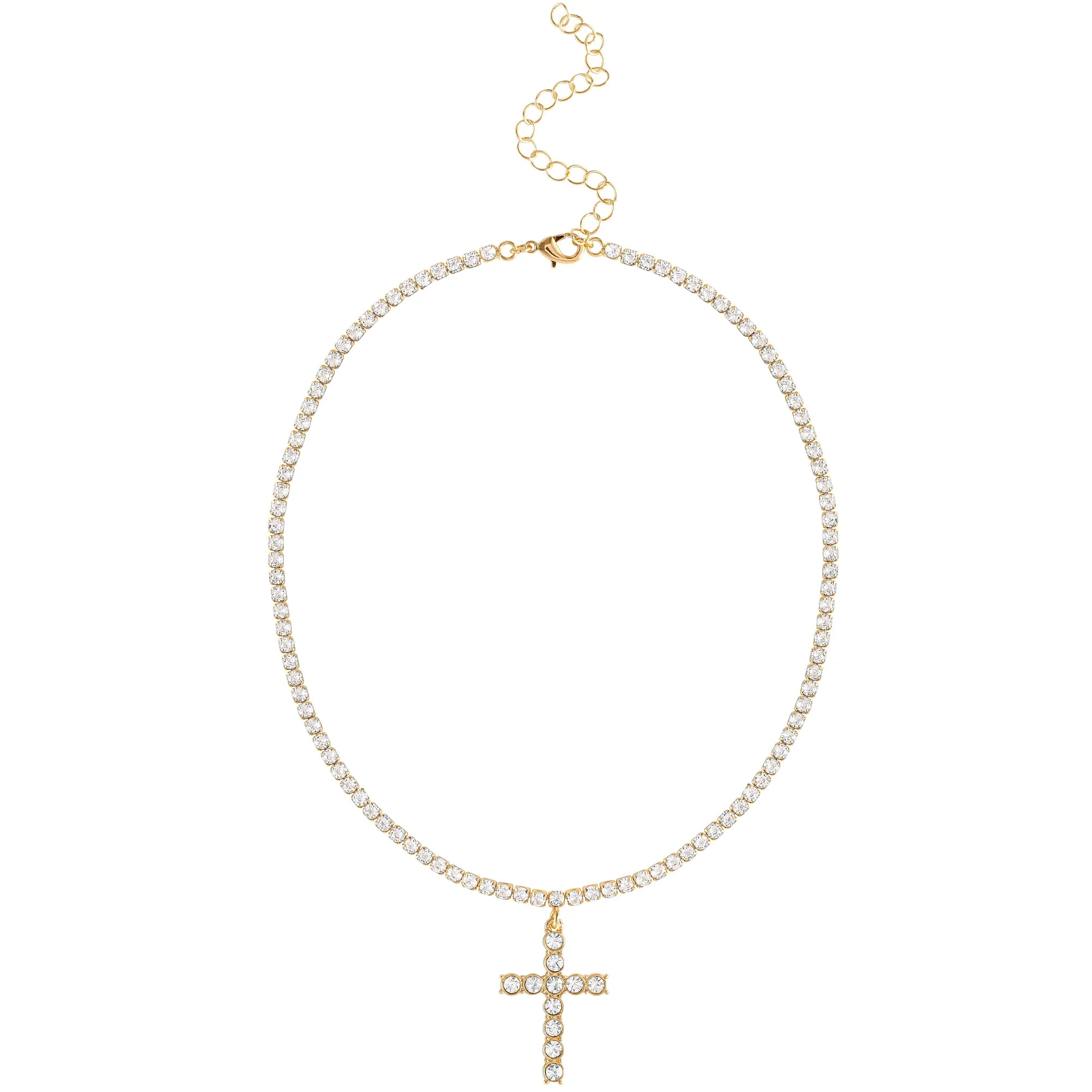 Jessica Simpson Women's Crystal Cubic Zirconia Cross Necklace | Walmart (US)