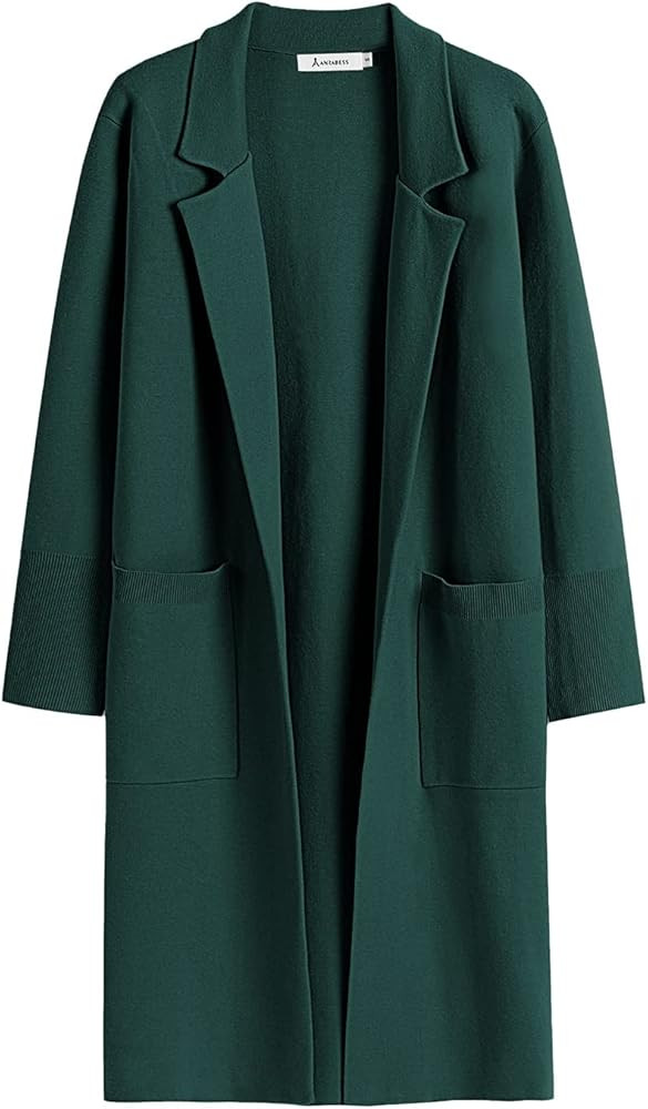 ANRABESS Cardigan for Women Oversized Open Front Sweater Coat Long Sleeve Lapel Blazer Jacket Fal... | Amazon (US)