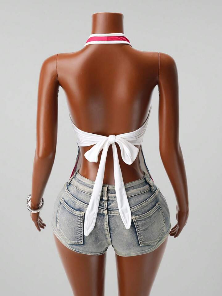 Mistrie Numeric Print Asymmetric Hem Summer Sports Singlet | SHEIN
