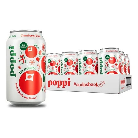 Poppi Cranberry Fizz Prebiotic Soda, 12 oz, 12 Pack Cans | Walmart (US)