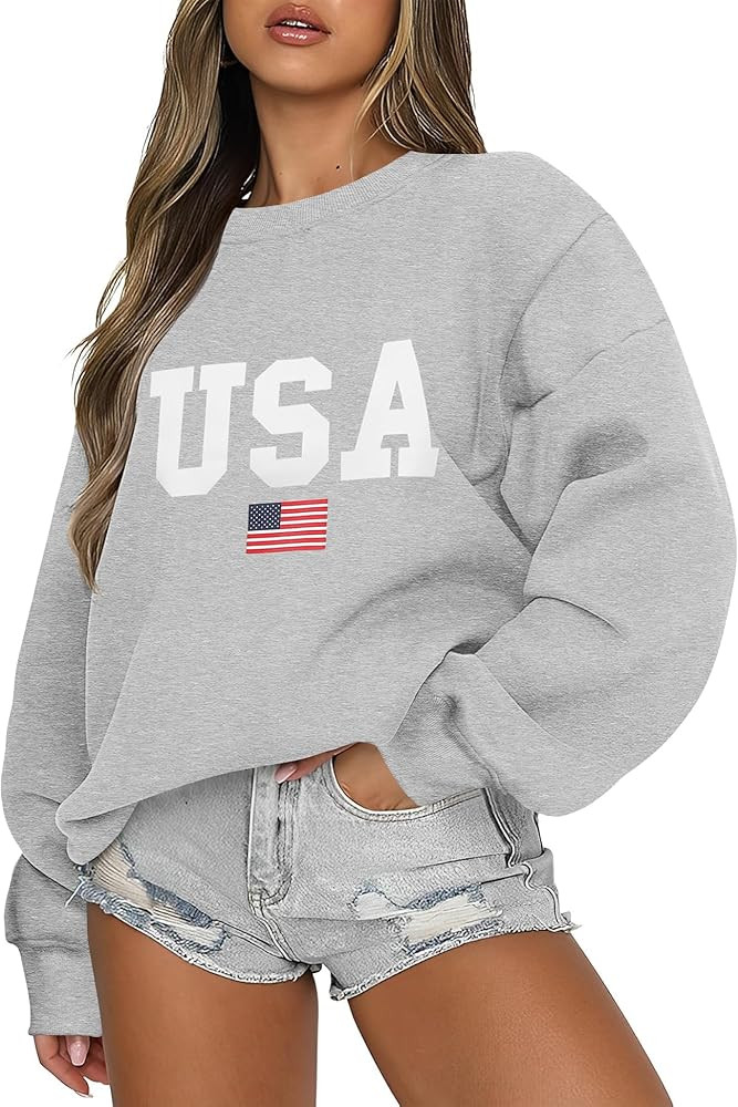 Micoson Women's Oversized Graphic Letter Print Sweatshirts Crewneck Fleece Pullover Tops Fall Win... | Amazon (US)