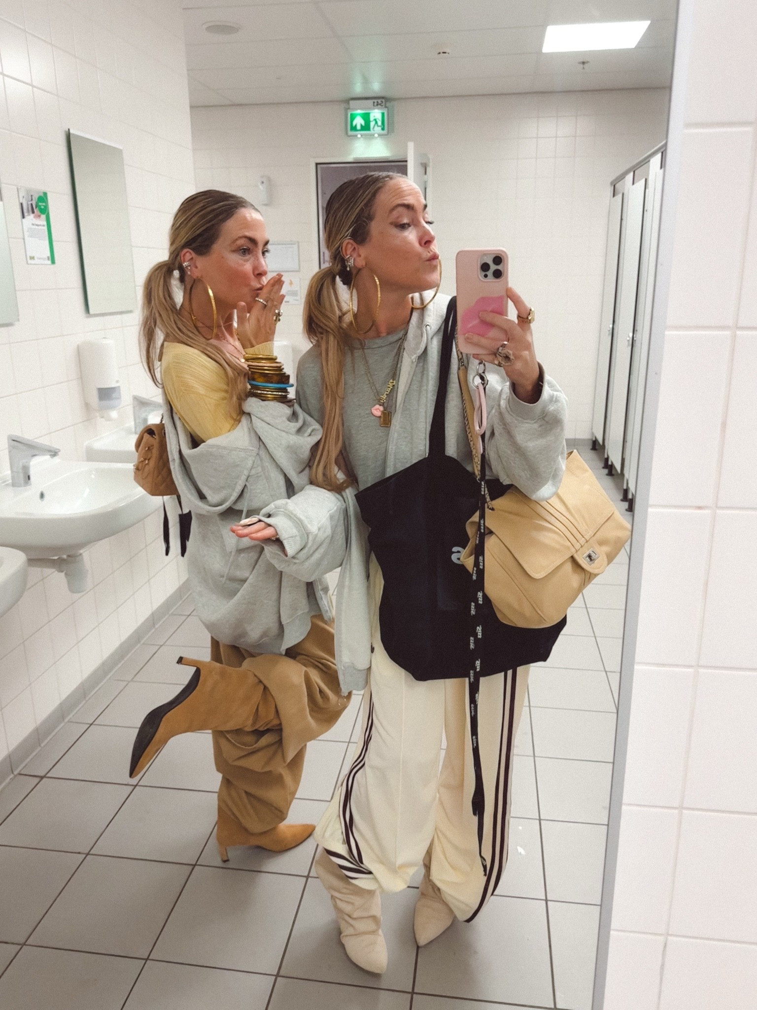 Matching Besties Wearing: a Wide leg adidas Track pants baggy sand colored barrel jeans a big oversized grey hoodie & a pair of slouchy boots >>> our OOTD for a family day in the city 💋 🫶🏻🫶🏻🫶🏻

#LTKFashionMonth #LTKstyletip #LTKautumn