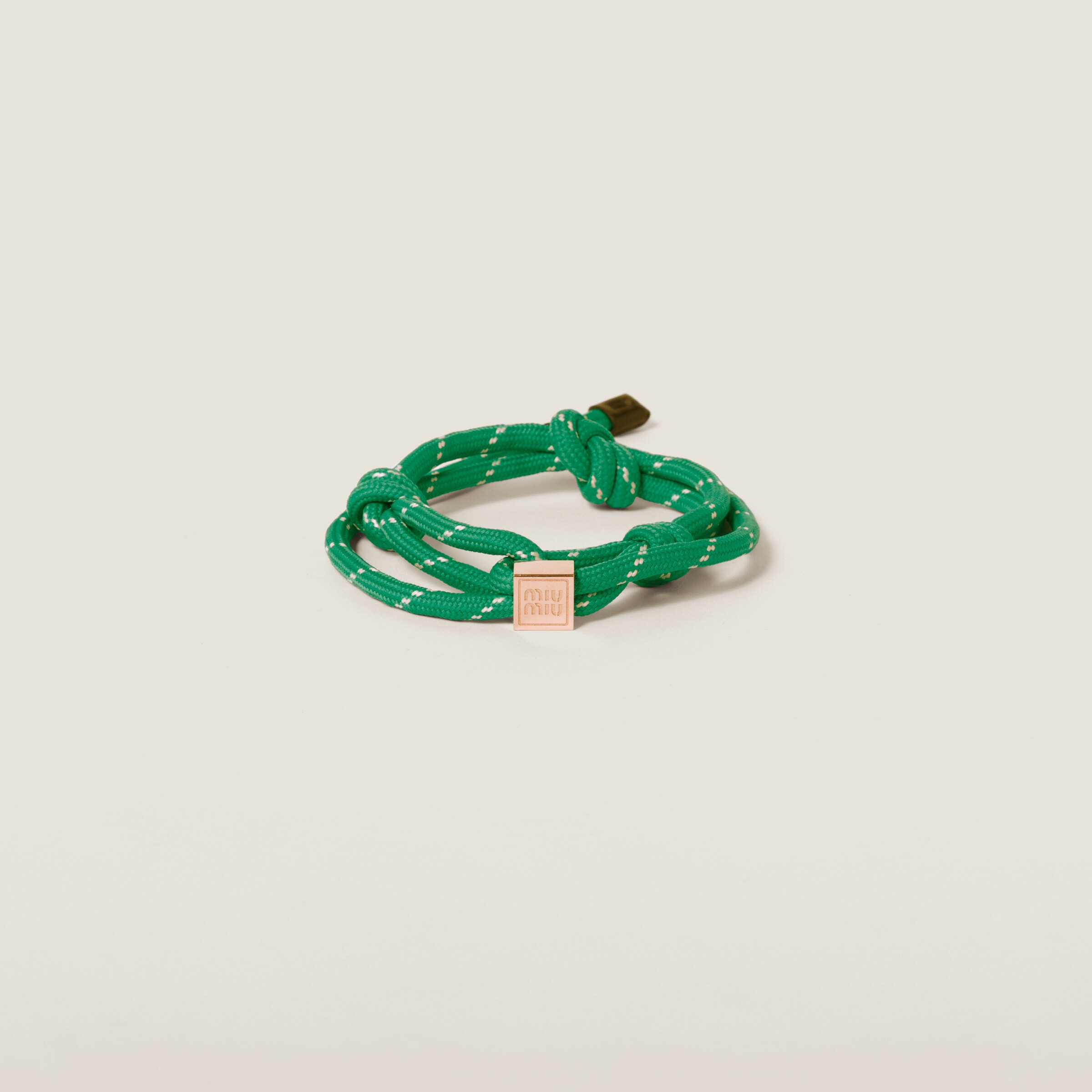 Emerald Green Cord And Nylon Bracelet | Miu Miu | Miu Miu US