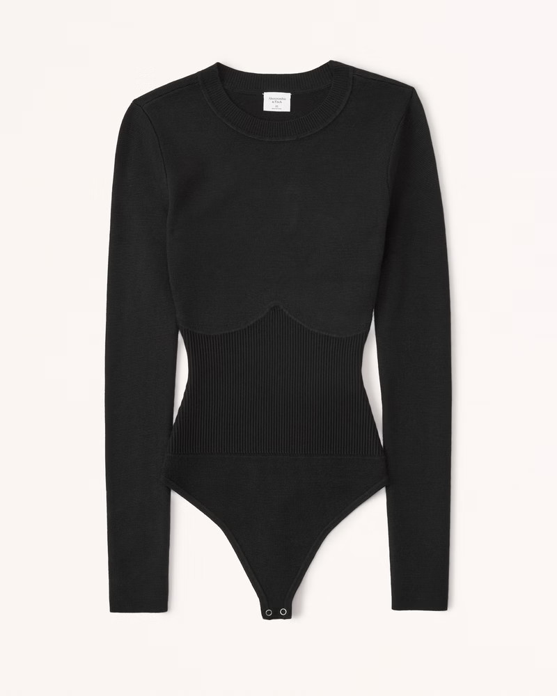Long-Sleeve Crew Corset Sweater Bodysuit | Abercrombie & Fitch (US)