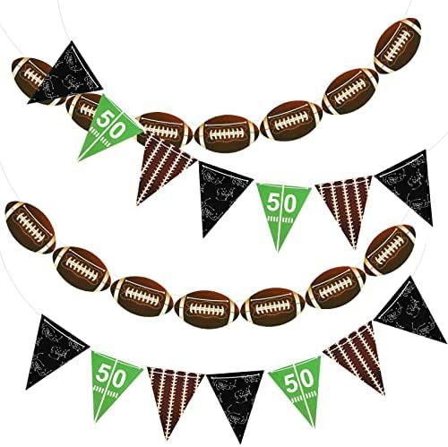 Zonon 4 Pieces Baseball Football Soccer Banner Sports Birthday Party Decorations Sports Ball Paper G | Amazon (US)